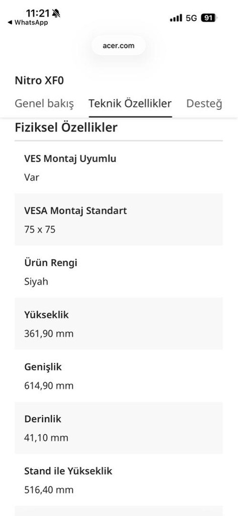 ACER Nitro XF270X1 Oyuncu Monitörü - 9