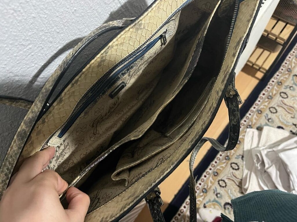Orijinal GUESS Vintage Y2K Snake Print Tote Çanta - 3