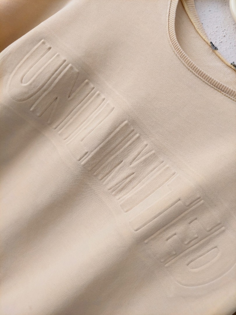 Kabartma yazı desen parlak sarı sweatshirt - 2