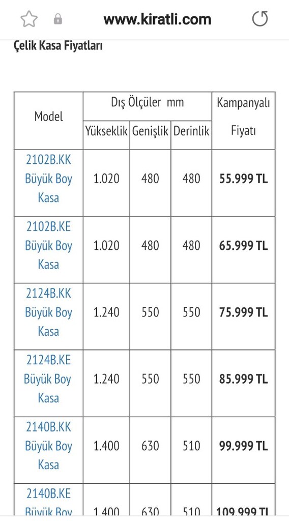 KIRATLI BUYUK BOY ÇELIK KASA - 7