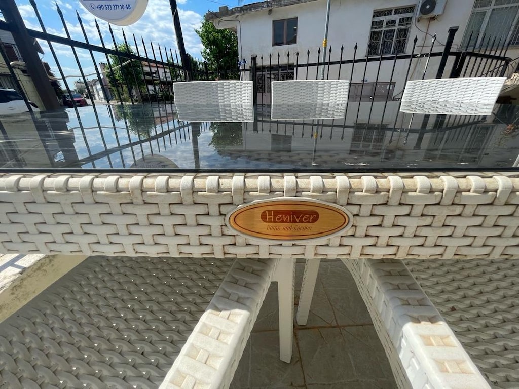 6 sandalyeli beyaz rattan masa takımı - 3