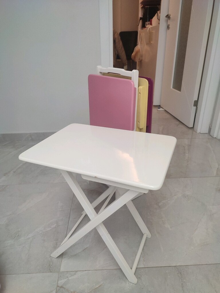Dörtlü lake boyalı katlanır zigon sehpa - 4