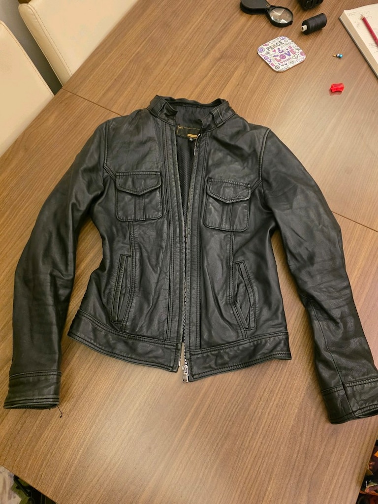 siyah hakiki deri biker ceket - 4