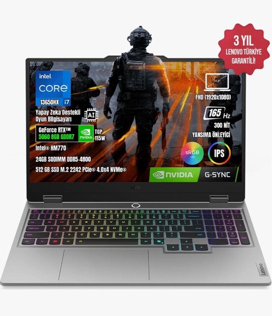 LENOVA 17IRX10 OYUNCU LAPTOPU 17,3’’GARANTİLİ KUTULU FATURALI