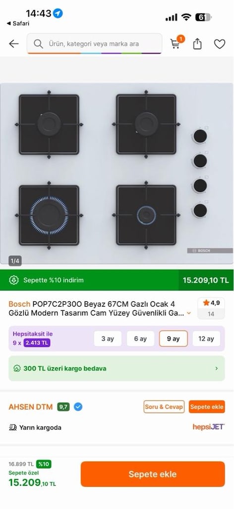 BOSCH HİÇ KULLANILMAMIŞ MONTAJLANMAMAMIŞ OCAK - 8