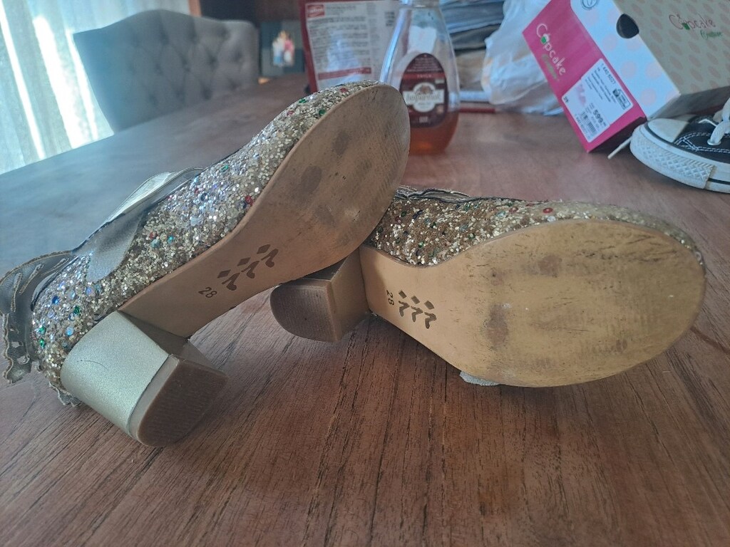 Çocuk gold ,topuklu ,simli ayakkabı - 3