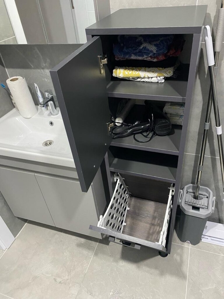 Kirli Sepetli Çok Amaçlı Banyo Dolabı - 8