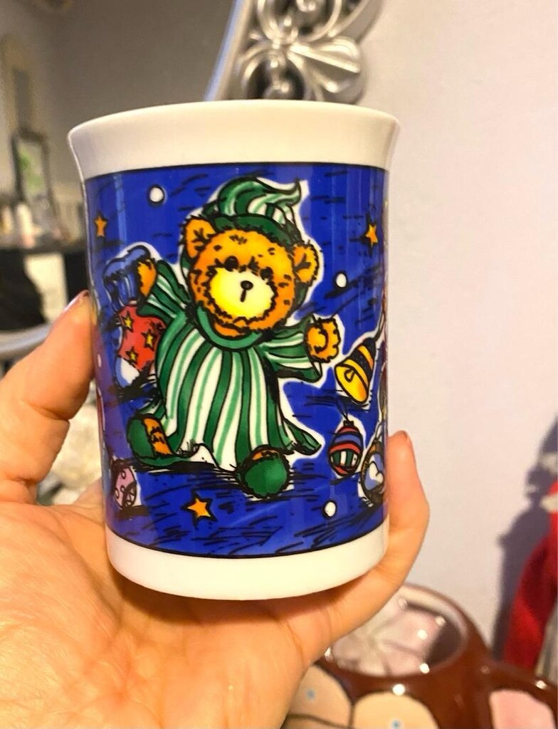 Vintage Teddy Bear Temalı Porselen Kupa Bardak - 8
