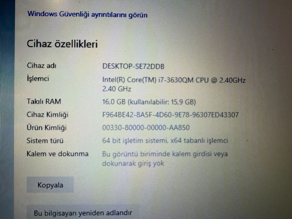 ACİL MONSTER NOTEBOOK İ7 / 16GB RAM - 8