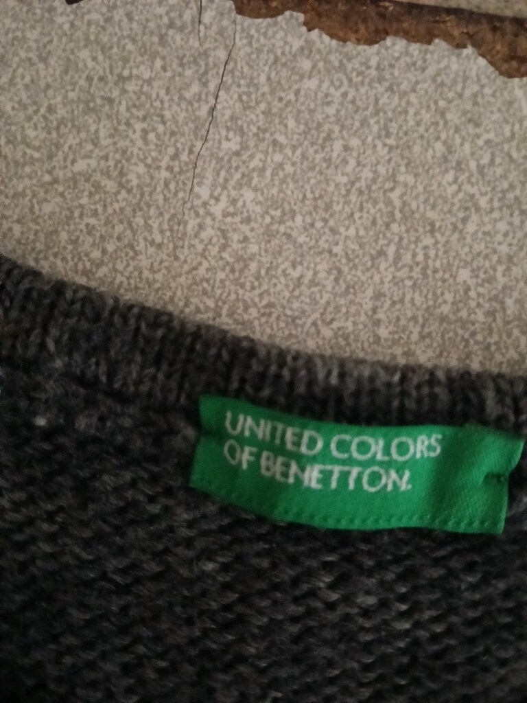 Gri Yün Sweatshirt Kazak Bluz Benetton marka - 8