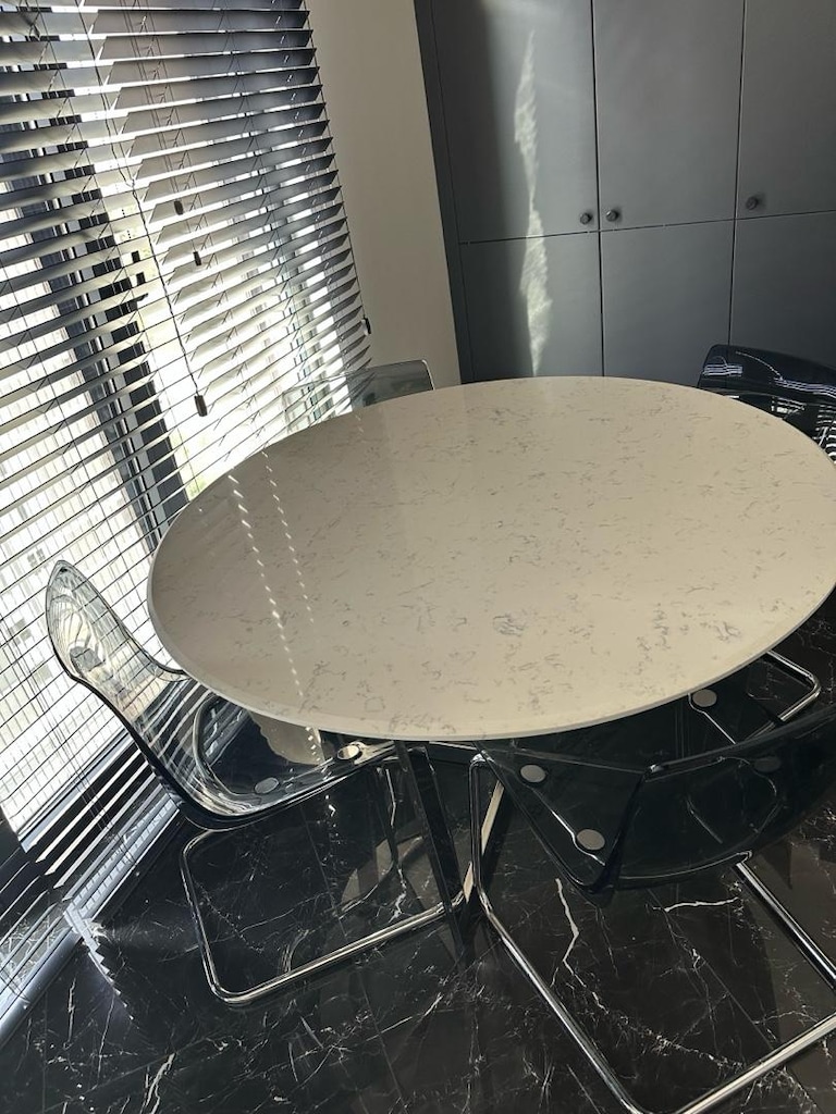 Belenco Kashmera White 130 cm Masa + 4 Orijinal IKEA Tobias Sandalye