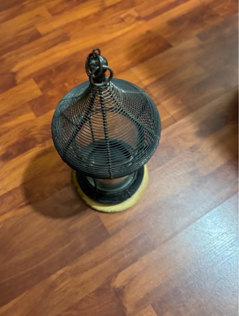 Vintage El Yapımı Metal Tel Örgü Dekoratif Fener / Mumluk 36 cm - 3