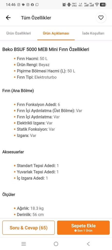 Beko fırın fanlı büyük boyutta temiz sorunsuz çalışmaktadır - 8