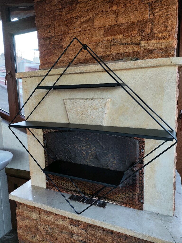 Büyük Metal raf siyah renk 1 metre - 2