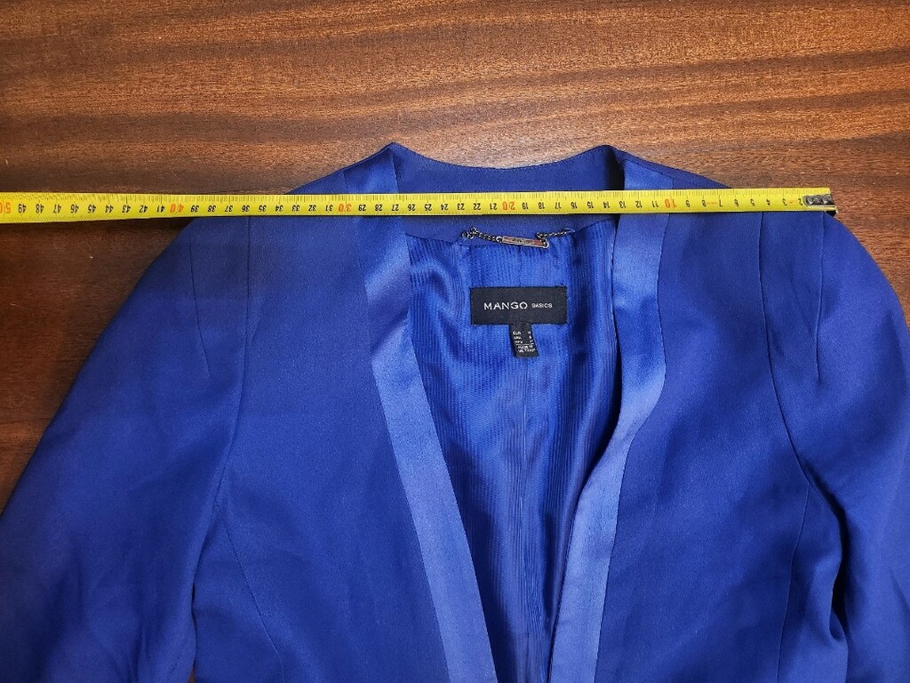 MANGO Mavi Saten Detaylı Blazer - 7