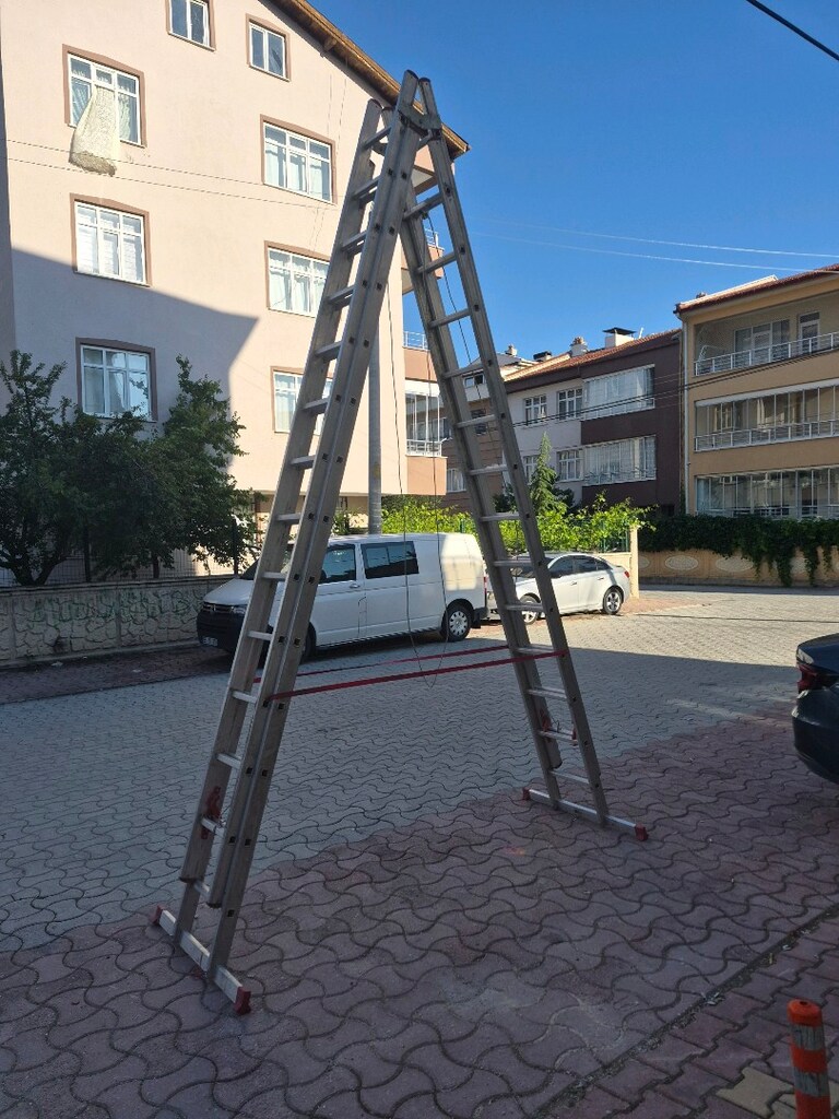 aliminyum sürgülü 4 kademeli ipli merdiven ikinci el sıfır ayarında - 5
