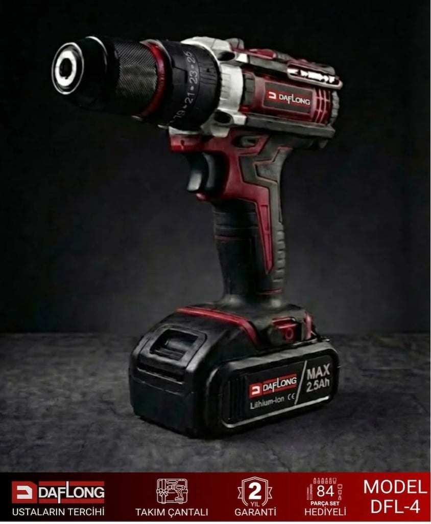 Daflong pro dfl-5 21v bakır sargılı 84 parça çelik mandren çift akülü