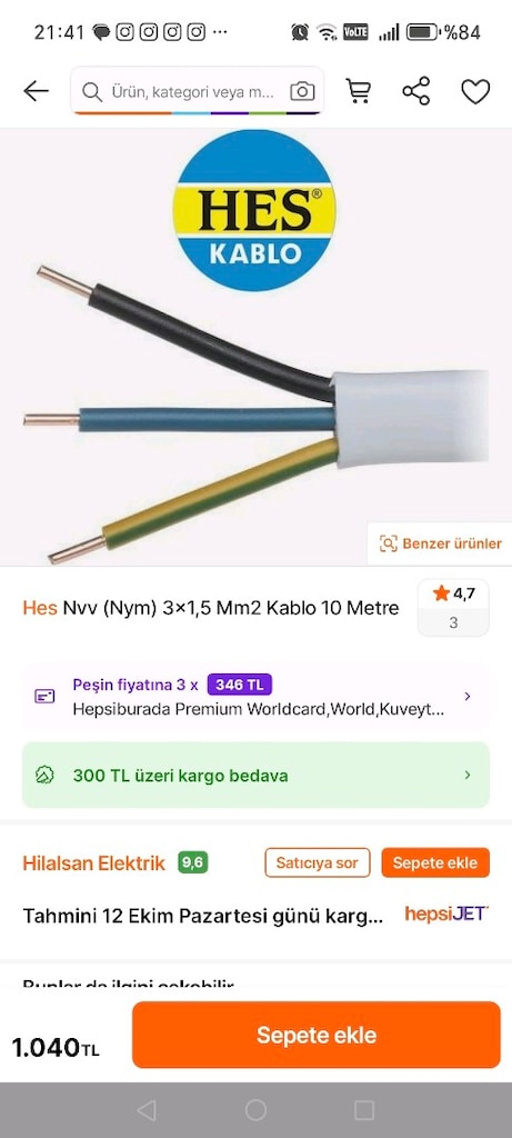 3x1.5 nym hes kablo - 3