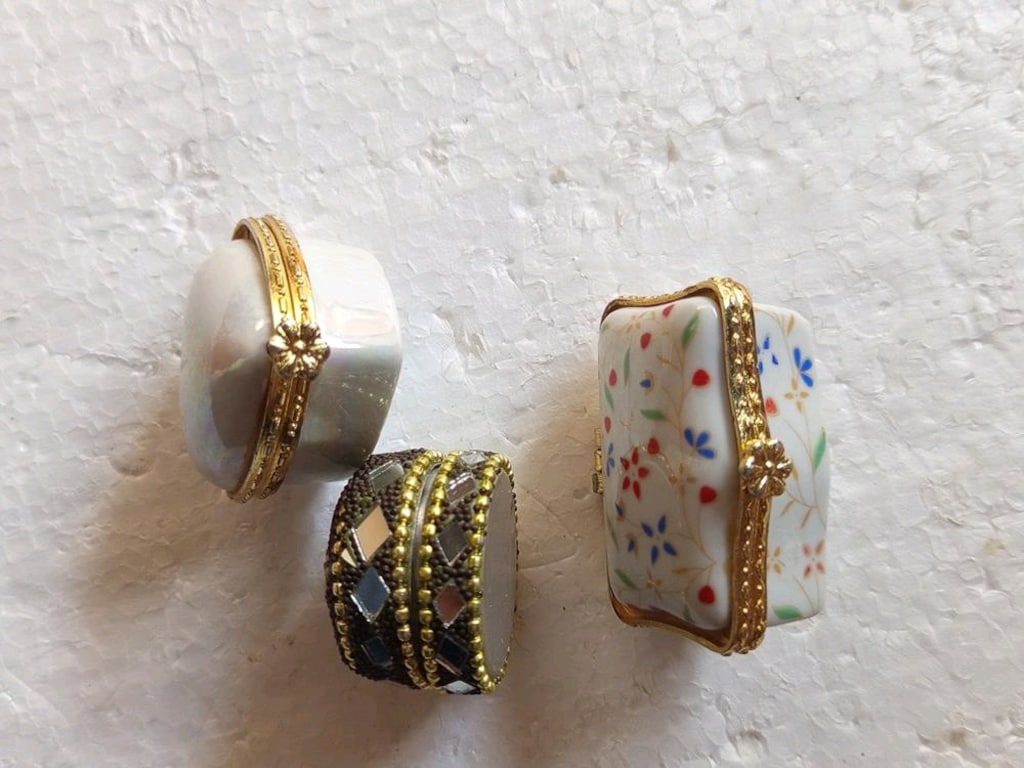 Vintage Kalp Mini Porselen Takı Kutuları - 2