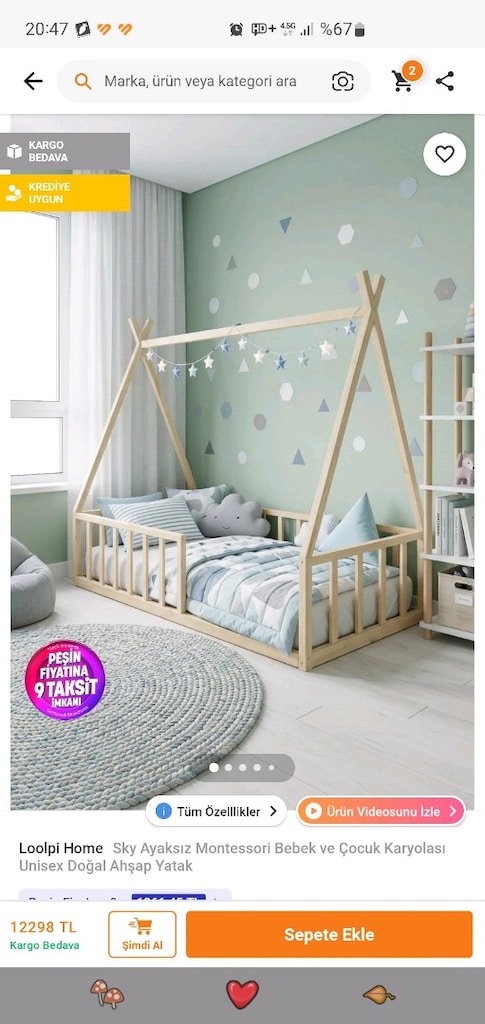 Montessori çatılı çocuk yatağı genç yatağı 100x200 cm - 4