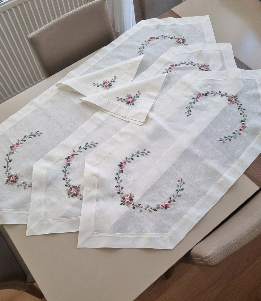 Rokoko nakış işlemeli salon runner Takımı - 2