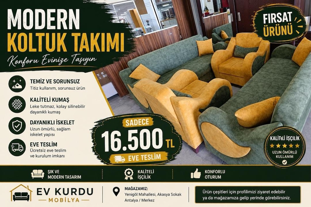 KOLTUK TAKIMI TEMİZ SORUNSUZ ÜRÜN 16500tl