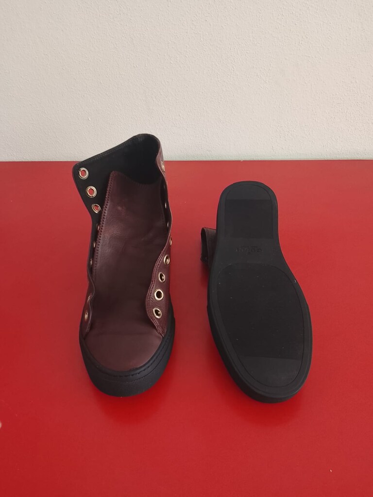 Gucci Hakiki Deri Bilekli Sneaker / Bot - Bordo (Orijinal / Temiz) - 2