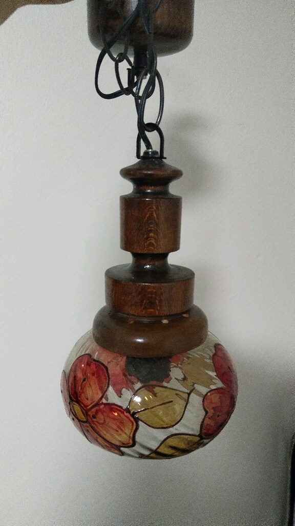 Ahşap detaylı cam faunus avize - 2