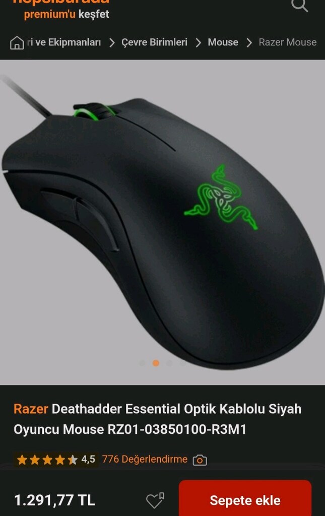 Razer Deathadder Essential Optik Kablolu Siyah Oyuncu Mouse RZ01-03850 - 4