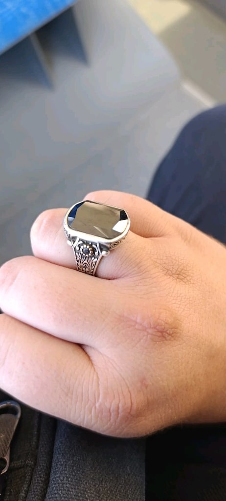 Siyah Zirkon 925 Ayar Gümüş Yüzük - 3