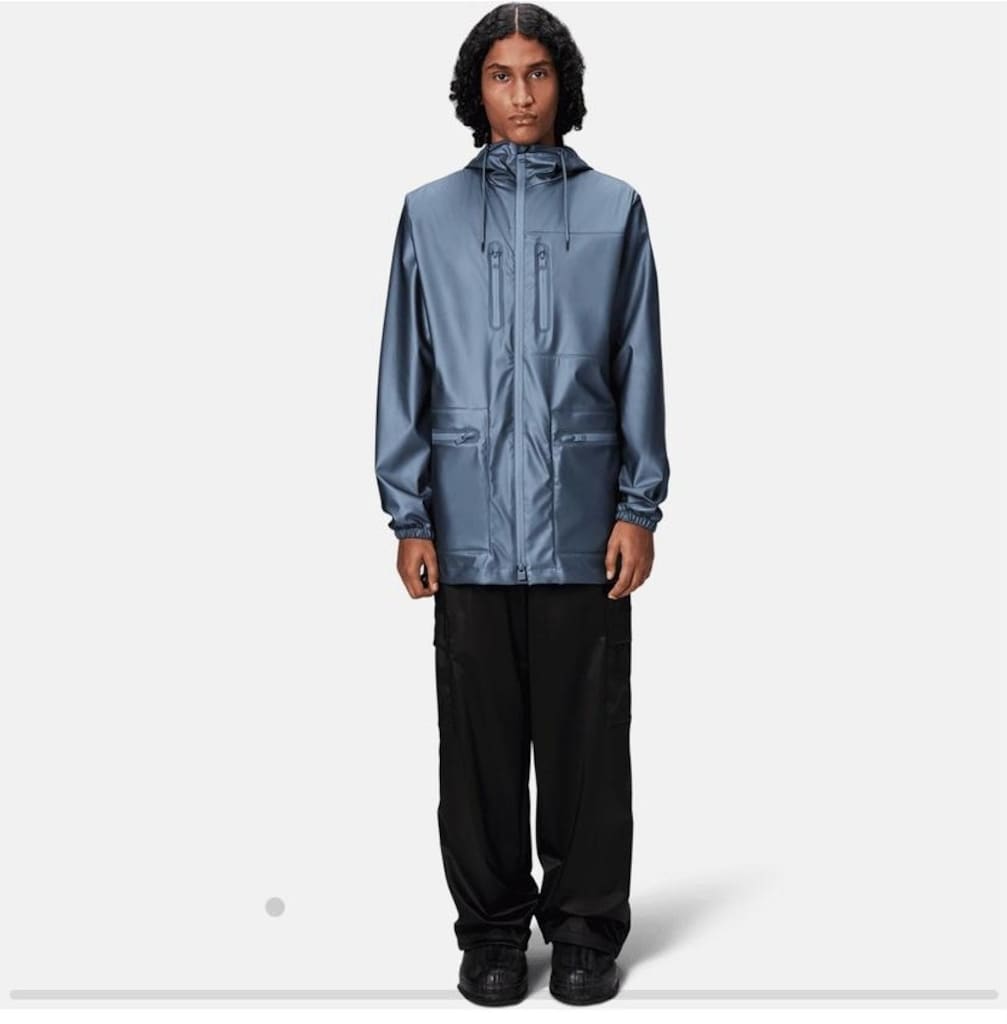 RAINS Cargo Long W3 Unisex Mavi Yağmurluk – M Beden – Sıfır - 2