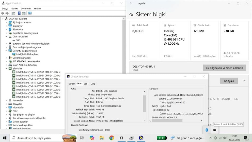İ5 10.NESİL 256 GB SSD USB 3.0 8 GB RAM LENOVA BİLGİSAYAR - 7