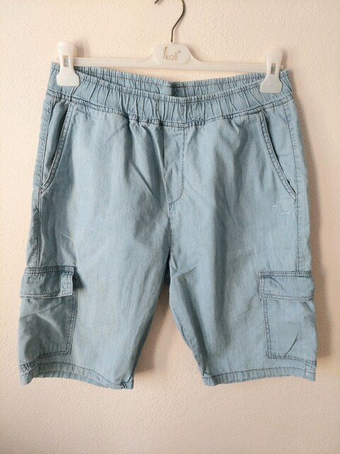 Erkek Mavi Denim Kargo Şort