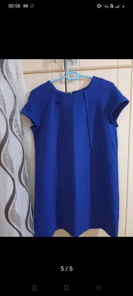 MANGO TRİKO ELBİSE SORUNSUZ SAKS MAVİSİ - 5