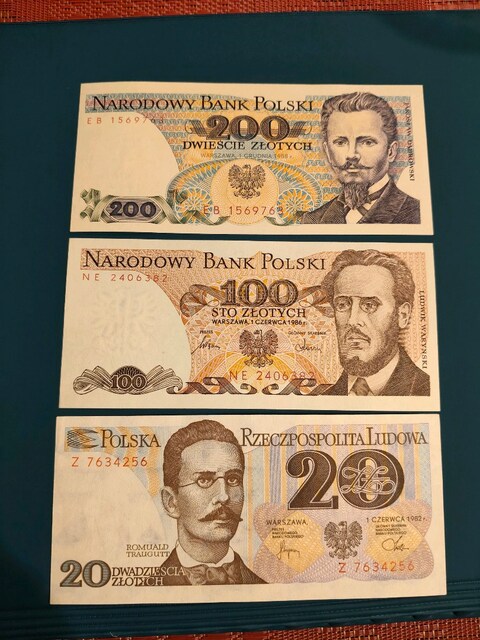 3 Adet Çil Polonya Banknot Lotu – 1980’ler Narodowy Bank Polski Kole