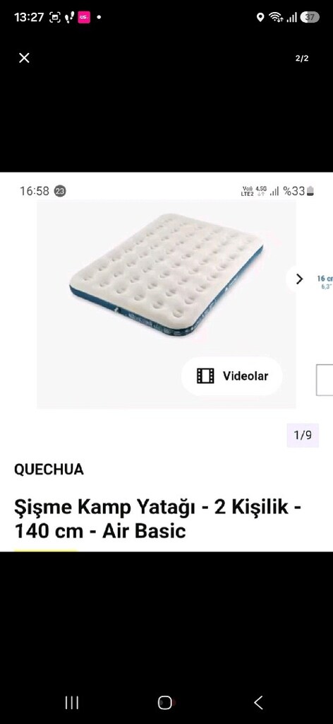 şişme yatak 2 kez kullanıldı - 2