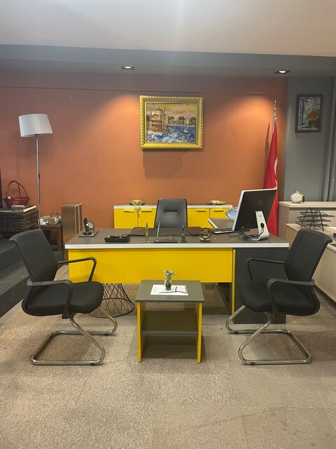 KLAS OFİS ÜSKÜDAR 200x80 cm SARI ANTRASİT MAKAM TAKIMI