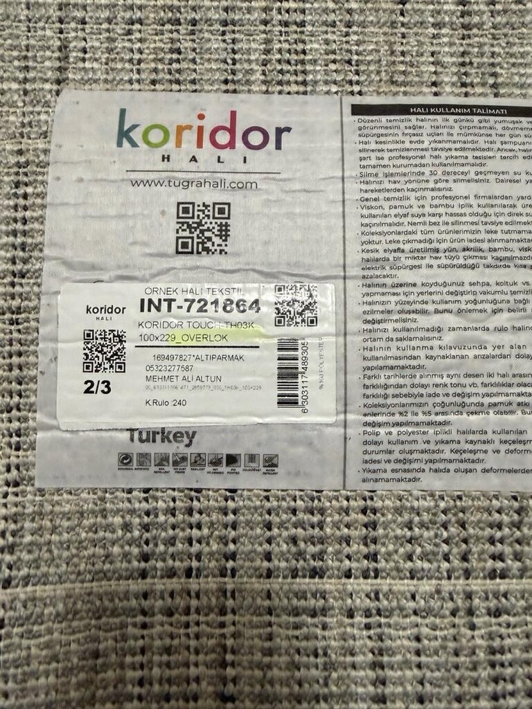 Doğal Dokulu Gri Bej Uzun Halı - 2