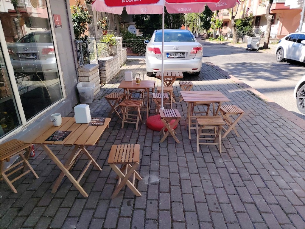 Ahşap gürgen Ağacından katlanır masa ve tabure takım vernikli - 4