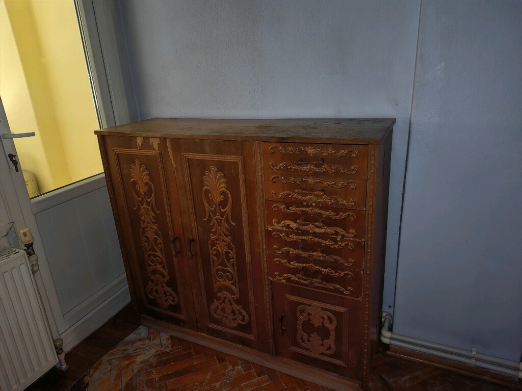 antika vintage el oyması büfe gümüşlük ve masa takımı - 3