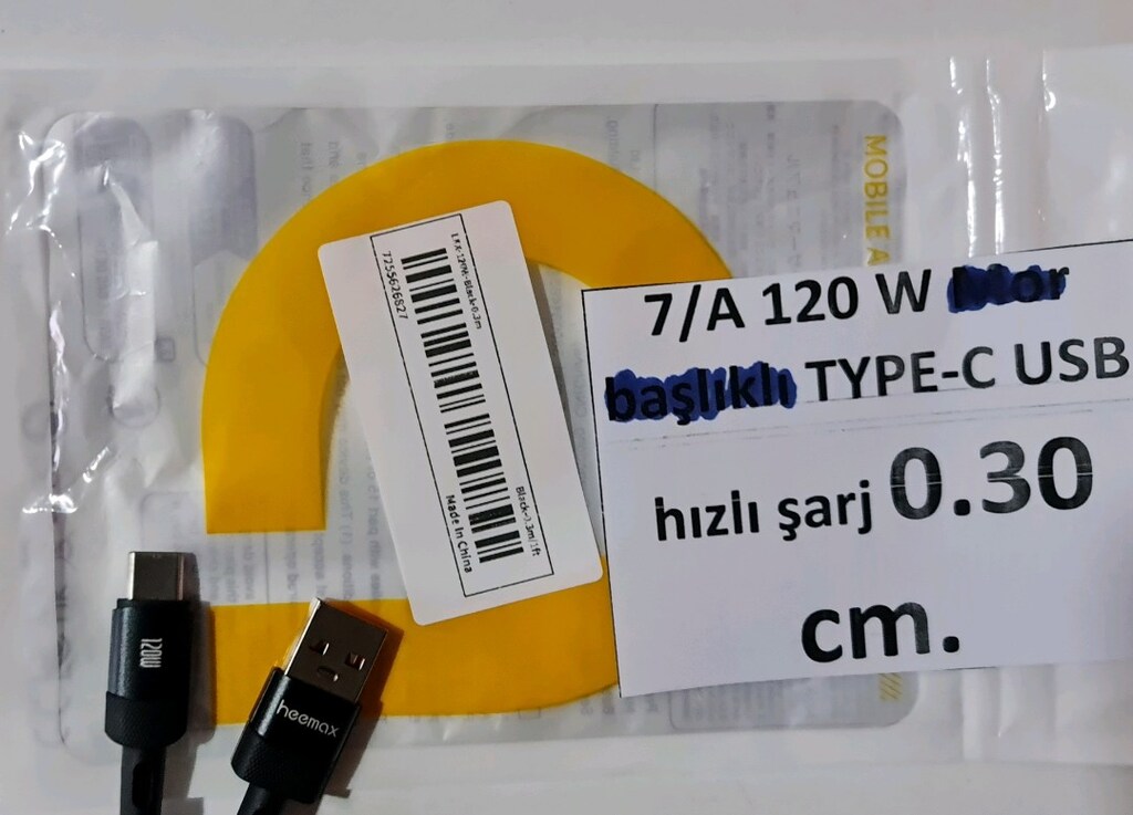 0.30 cm. 7A 120 W TYPE-C USB hızlı şarj kablosu. Yurt dışı. - 11