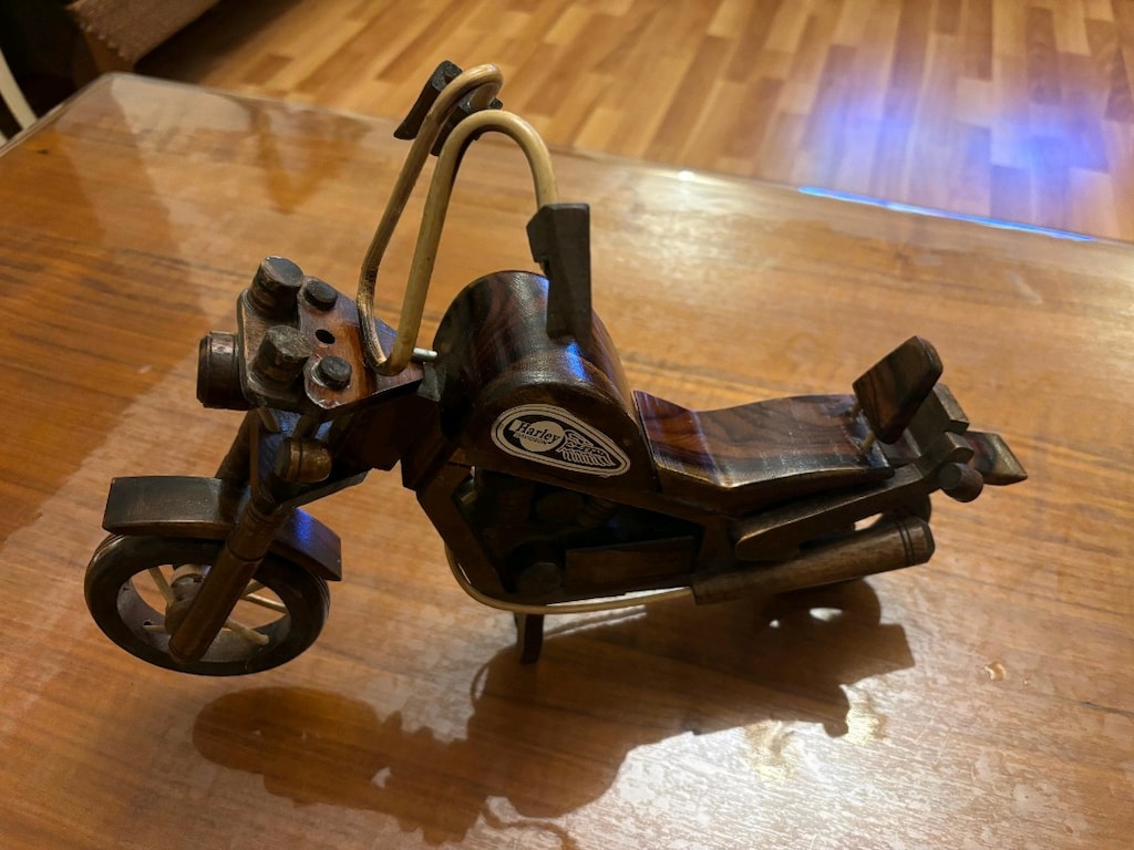 Ahşap el yapımı Harley Davitson Motor - 9