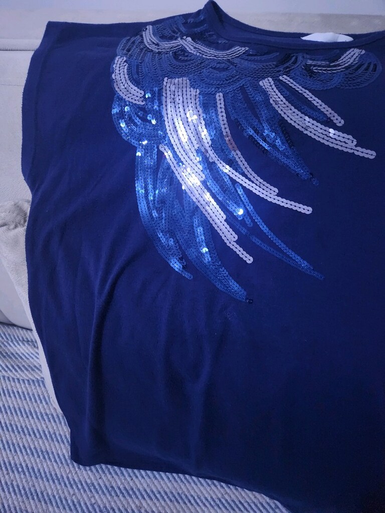 kısa kollu lacivert pullu yazlik penye bluz - 3
