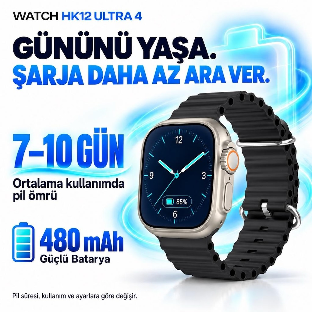 Hk 12 Ultra4 49MM Whatsap Mesajlaşma,7-10 Gün şarj - 3