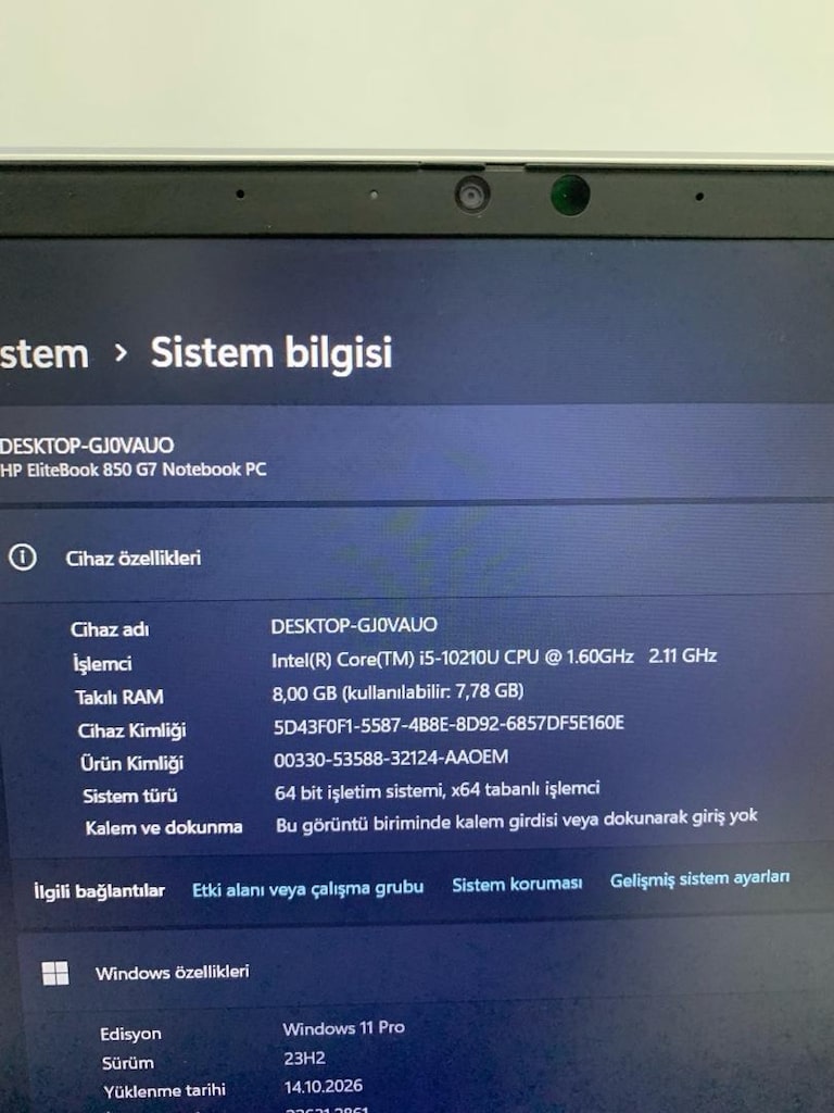 Hp EliteBook 850 G7 i5 10 nesil 8 ram 256 ssd full hd 15.6 Full hd - 6