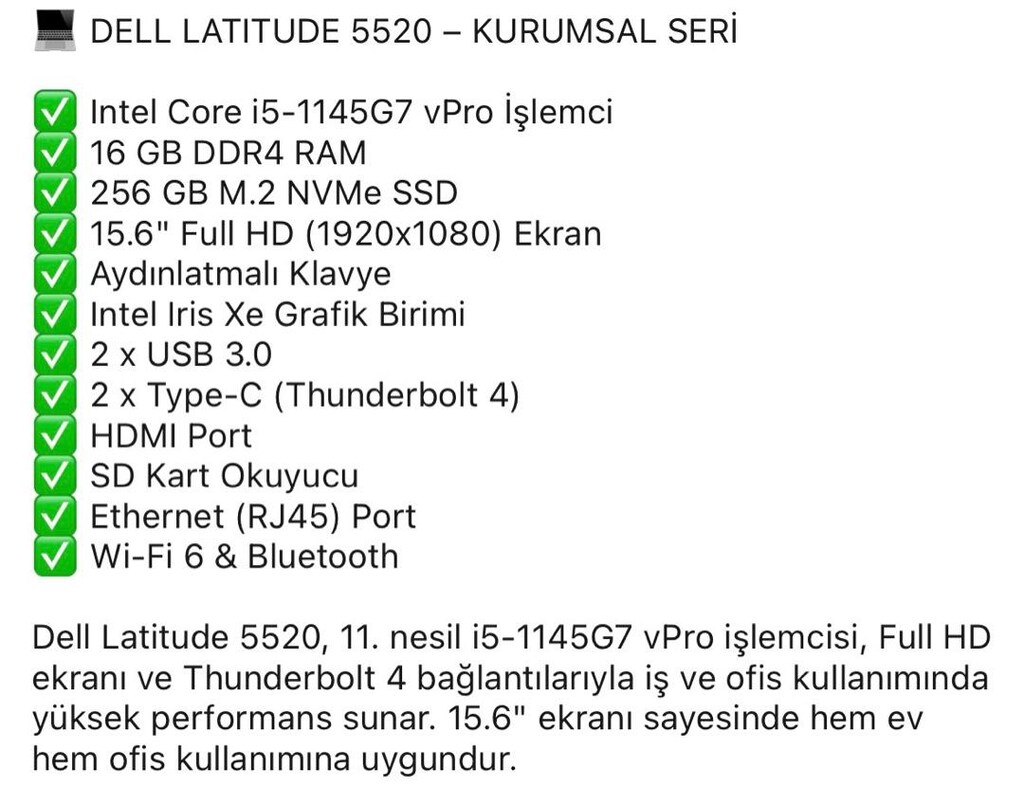 DELL LATITUDE 5520 - KURUMSAL SERi - 4