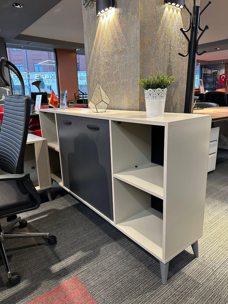 KLAS OFİS ÜSKÜDAR 160x75 AYTAŞI ANTRASİT GRİ EKO OFİS TAKIMI - 7