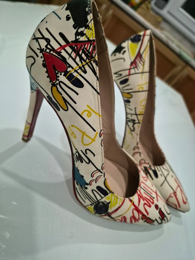 BEYAZ DESENLI DERI STILETTO 11 CM - 2