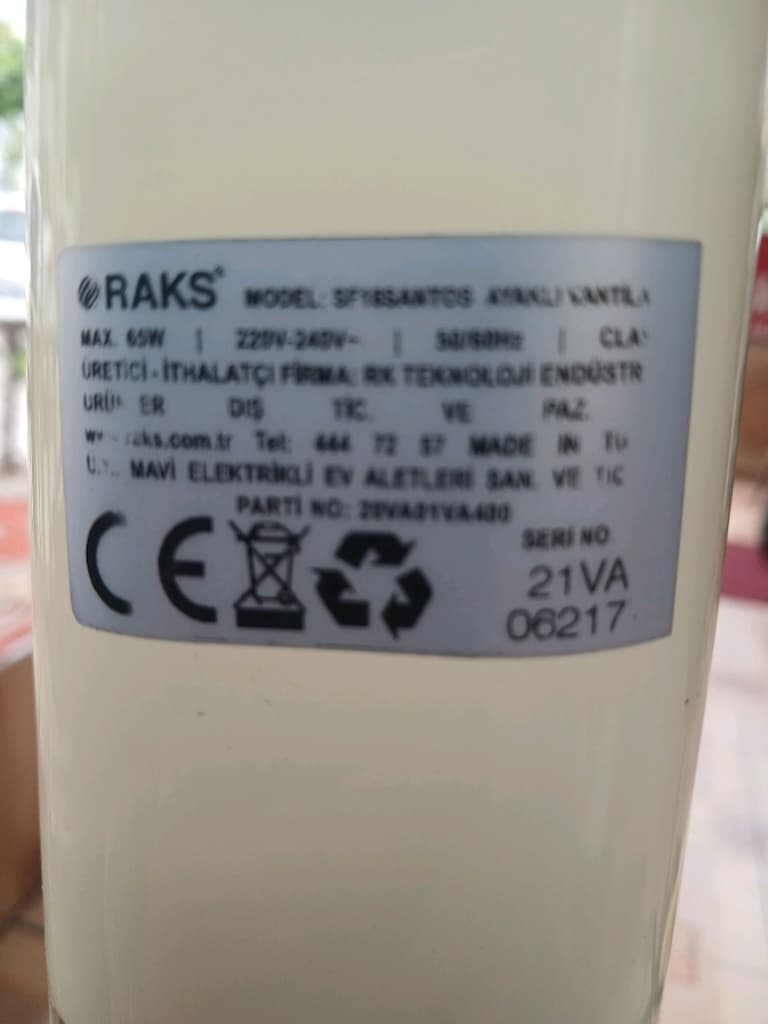 RAKS 3KADEMELİ BÜYÜK BOY VANTİLATÖR SAĞA SOLA DÖNÜYOR SORUNSUZ GÜÇLÜ - 6