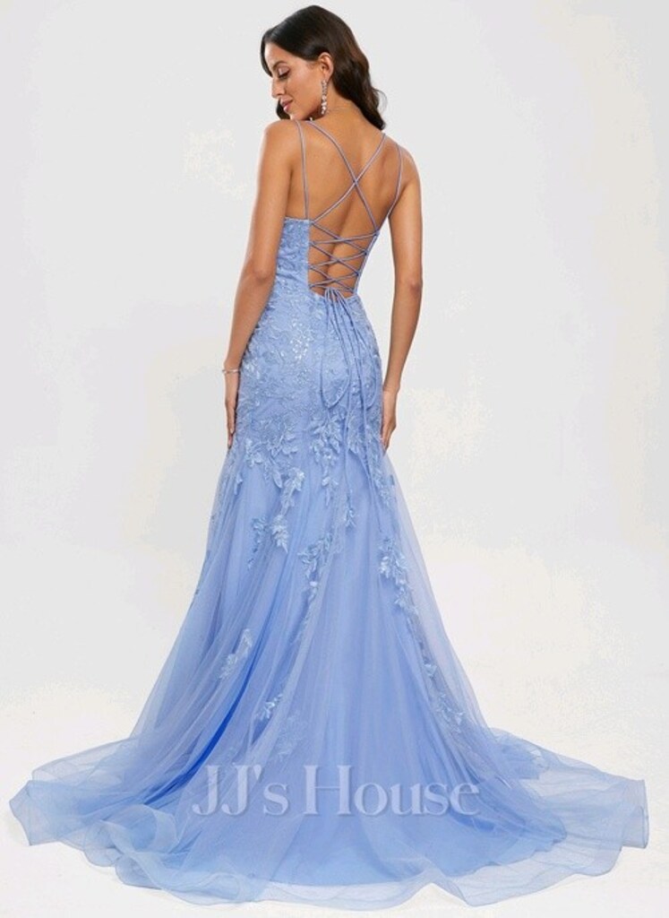 JJ House Trumpet/Mermaid V-Neck Sweep Dresses - 6